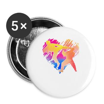 Taekwondo - Buttons groß 56 mm (5er Pack) - Weiß - Vorne