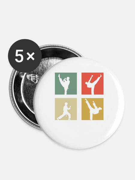 Taekwondo - Buttons groß 56 mm (5er Pack) - Weiß