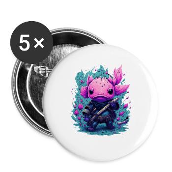 Axolotl - Buttons groß 56 mm (5er Pack) - Weiß - Vorne