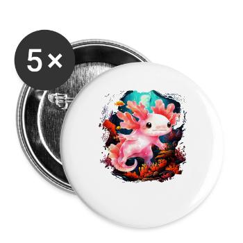 Axolotl - Lot de 5 grands badges (56 mm) - blanc - Devant