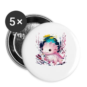 axolotl - Lot de 5 grands badges (56 mm) - blanc - Devant
