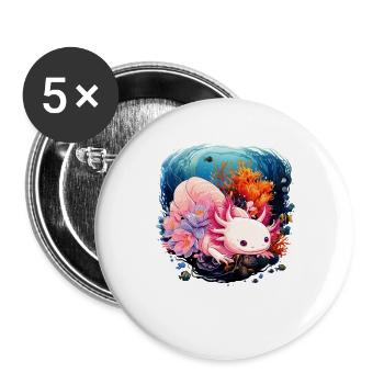 Axolotl - Buttons large 2.2''/56 mm (5-pack) - white - Front