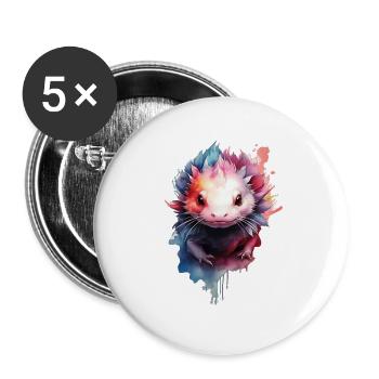 Axolotl - Buttons groß 56 mm (5er Pack) - Weiß - Vorne