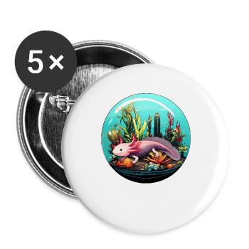 Axolotl - Buttons large 2.2''/56 mm (5-pack) - white - Front