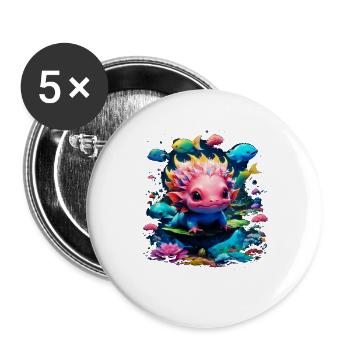 Axolotl - Buttons groß 56 mm (5er Pack) - Weiß - Vorne