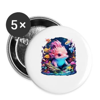 axolotl - Lot de 5 grands badges (56 mm) - blanc - Devant