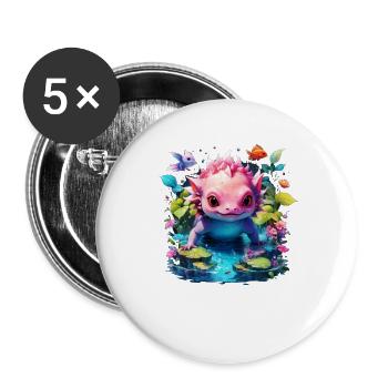 Axolotl - Buttons groß 56 mm (5er Pack) - Weiß - Vorne
