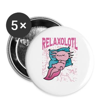 Relaxolotl - Buttons groß 56 mm (5er Pack) - Weiß - Vorne