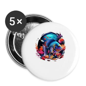 Angelfish - Buttons large 2.2''/56 mm (5-pack) - white - Front