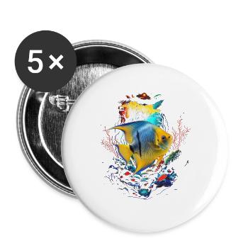 Angelfish - Buttons large 2.2''/56 mm (5-pack) - white - Front