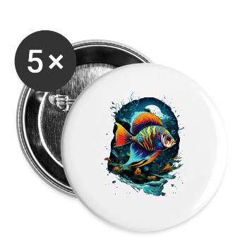 Angelfish - Buttons large 2.2''/56 mm (5-pack) - white - Front