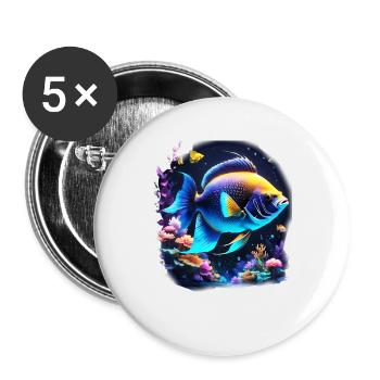 Angelfish - Buttons large 2.2''/56 mm (5-pack) - white - Front