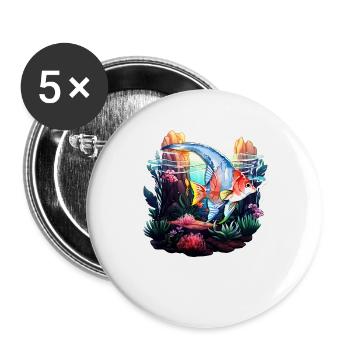 Angelfish - Buttons large 2.2''/56 mm (5-pack) - white - Front