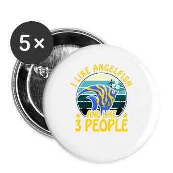 I like Angelfish and like 3 People - Buttons large 2.2''/56 mm (5-pack) - white - Front