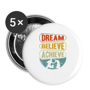 Dream Believe Achieve Boxing - Buttons large 2.2''/56 mm (5-pack) - white - Front