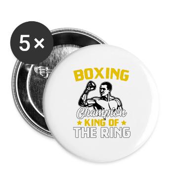 Champion de boxe Roi du ring - Lot de 5 grands badges (56 mm) - blanc - Devant