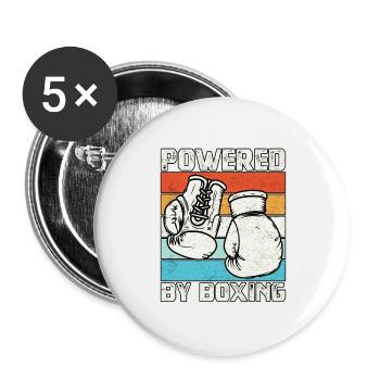 Propulsé par la boxe - Lot de 5 grands badges (56 mm) - blanc - Devant