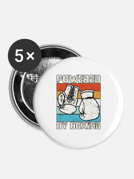 Angetrieben vom Boxen - Buttons groß 56 mm (5er Pack) - Weiß