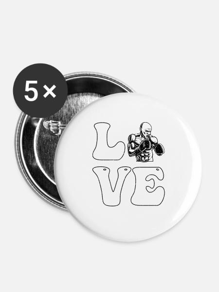 Liebe zum Boxen - Buttons groß 56 mm (5er Pack) - Weiß