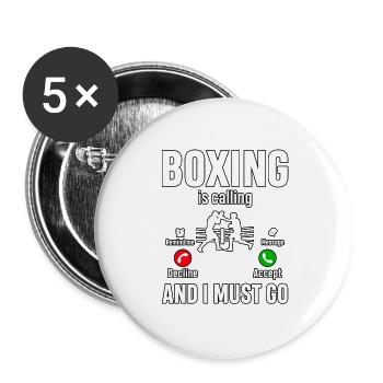 Boxen ruft und ich muss gehen - Buttons groß 56 mm (5er Pack) - Weiß - Vorne