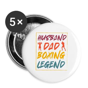 Ehemann Vater Boxlegende - Buttons groß 56 mm (5er Pack) - Weiß - Vorne