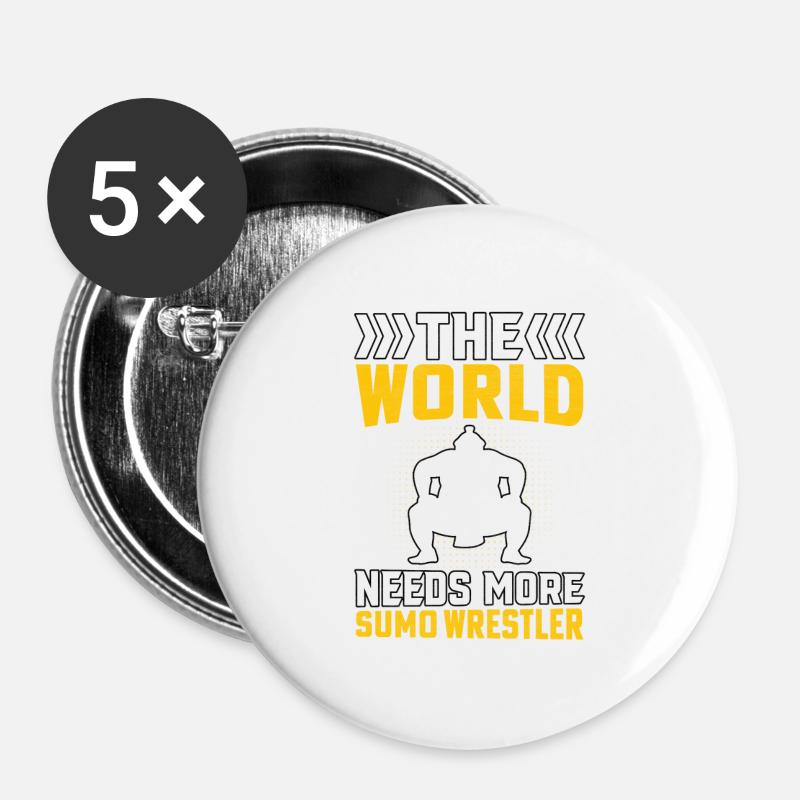 The World needs more Sumo Wrestler - Buttons large 2.2''/56 mm (5-pack) - white
