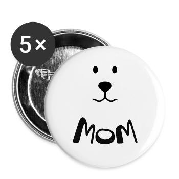 dogmom - Buttons groß 56 mm (5er Pack) - Weiß - Vorne