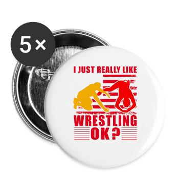 J’aime vraiment la lutte, d’accord ? - Lot de 5 grands badges (56 mm) - blanc - Devant