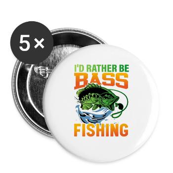 Ich wäre lieber Barschfischen - Buttons groß 56 mm (5er Pack) - Weiß - Vorne