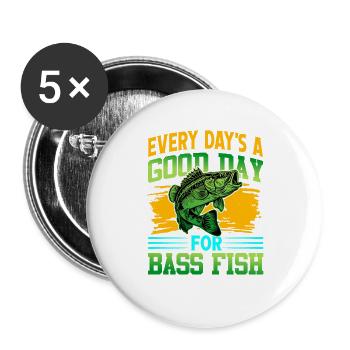 Jeder Tag ist ein guter Tag für Barschfische - Buttons groß 56 mm (5er Pack) - Weiß - Vorne