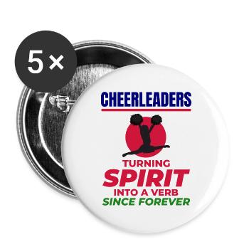 Pom-pom girl Cheerleading Girl Cheering Cheer Squad - Lot de 5 grands badges (56 mm) - blanc - Devant