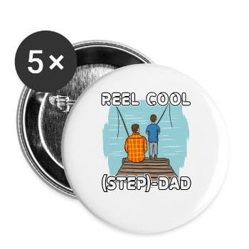 Reel Cool Step Dad - Buttons large 2.2''/56 mm (5-pack) - white - Front