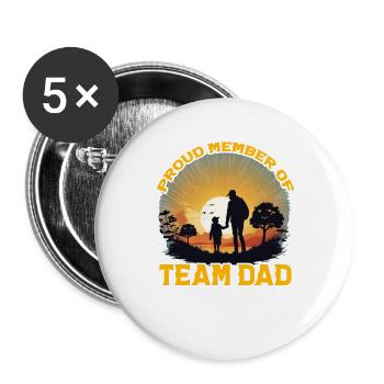 Stolzes Mitglied von Team Dad - Buttons groß 56 mm (5er Pack) - Weiß - Vorne
