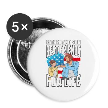Father and Son best friends for Life - Buttons large 2.2''/56 mm (5-pack) - white - Front