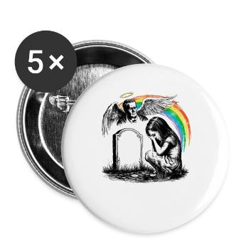 Deuil Papa Fille Grave Ange - Lot de 5 grands badges (56 mm) - blanc - Devant