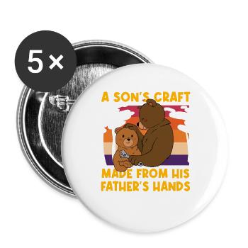 L’artisanat d’un fils fabriqué à partir des mains de son père - Lot de 5 grands badges (56 mm) - blanc - Devant