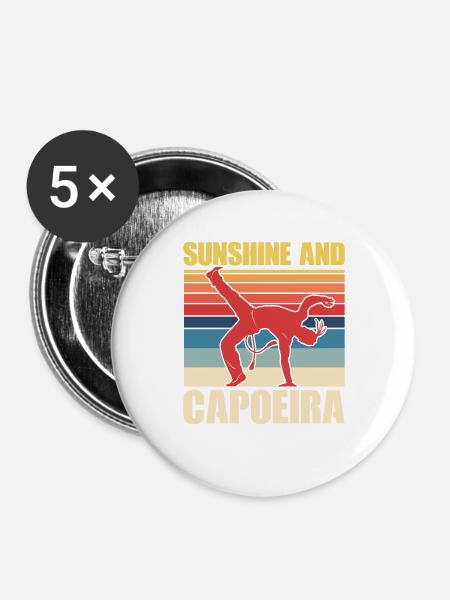 Sonne und Capoeira - Buttons groß 56 mm (5er Pack) - Weiß