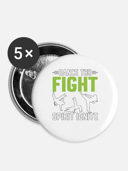 Tanzen Sie den Kampfgeist - Buttons groß 56 mm (5er Pack) - Weiß