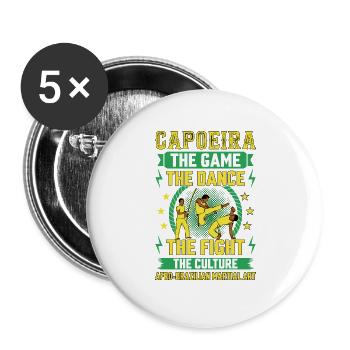 Capoeira, le jeu, la danse, le combat - Lot de 5 grands badges (56 mm) - blanc - Devant