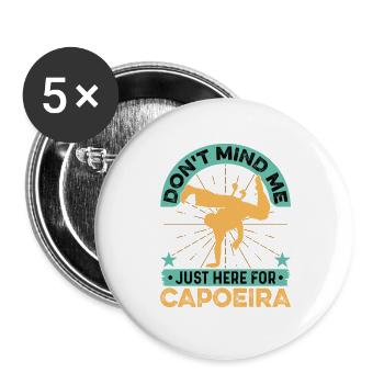 Don't mind me just here for capoeira - Buttons large 2.2''/56 mm (5-pack) - white - Front