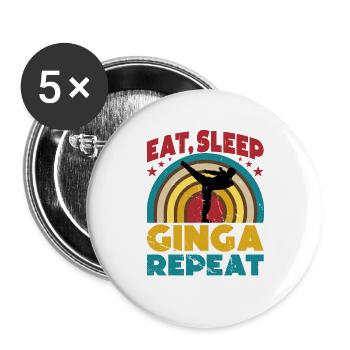 Manger Dormir Ginga Répéter - Lot de 5 grands badges (56 mm) - blanc - Devant