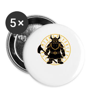 Wikinger - Buttons groß 56 mm (5er Pack) - Weiß - Vorne