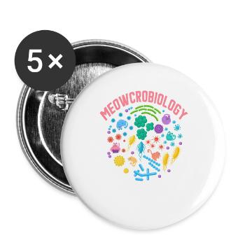 Meowcrobiology - Buttons large 2.2''/56 mm (5-pack) - white - Front