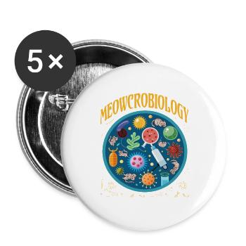 Meowcrobiology - Buttons large 2.2''/56 mm (5-pack) - white - Front
