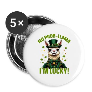 Pas de prob-llama J’ai de la chance - Lot de 5 grands badges (56 mm) - blanc - Devant