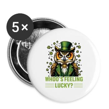 Qui se sent chanceux ? - Lot de 5 grands badges (56 mm) - blanc - Devant