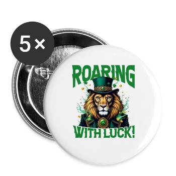 Rugir de chance - Lot de 5 grands badges (56 mm) - blanc - Devant