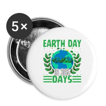 Earth day is 365 days - Buttons large 2.2''/56 mm (5-pack) - white - Front