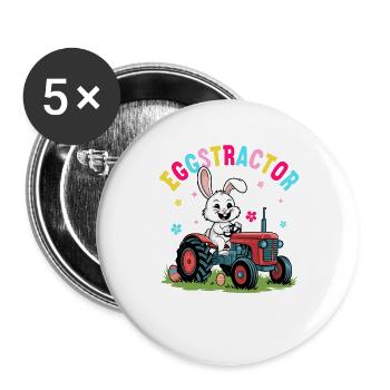 Oeuftracteur - Lot de 5 grands badges (56 mm) - blanc - Devant
