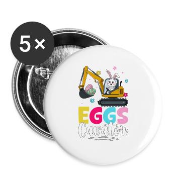 Cavator d’oeufs - Lot de 5 grands badges (56 mm) - blanc - Devant